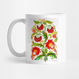 Red Berries Bush Watercolor Painting Mug